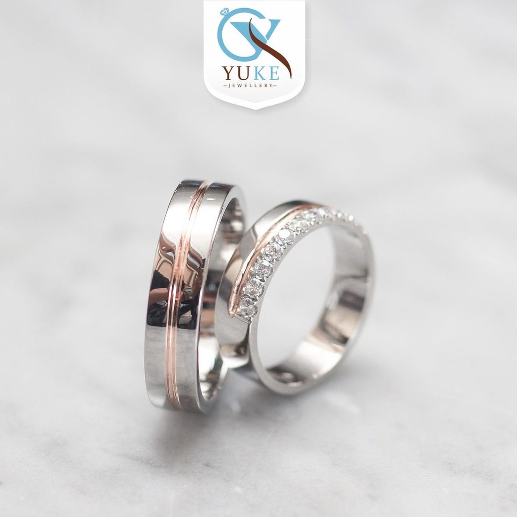 Yuke Jewelry - Cincin Kawin/Couple Bahan Emas - Perak - Palladium - Platinum Finishing Silver & List Gold