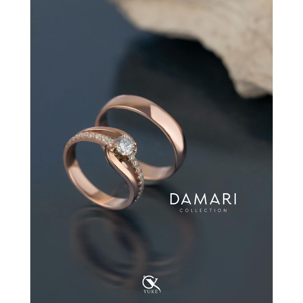 Yuke Jewelry - Cincin Kawin/Couple Bahan Emas - Perak - Palladium - Platinum Model DAMARI Series