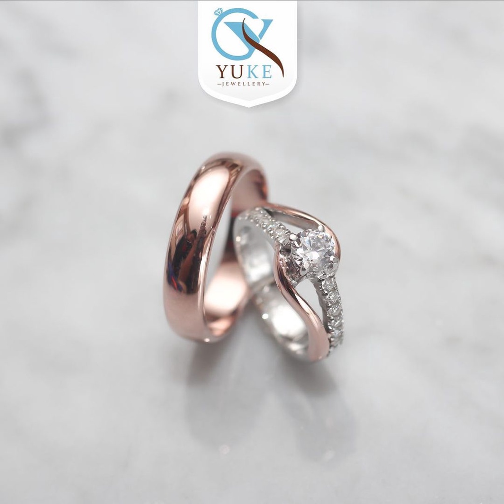 Yuke Jewelry - Cincin Kawin/Couple Bahan Emas - Perak - Palladium - Platinum Model DAMARI Series