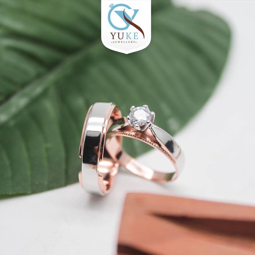Yuke Jewelry - Cincin Kawin/Couple Bahan Emas - Perak - Palladium - Platinum Finishing Silver & List Gold