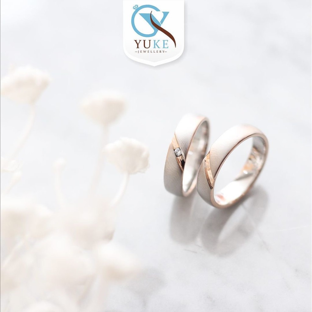 Yuke Jewelry - Cincin Kawin/Couple Bahan Emas - Perak - Palladium - Platinum Finishing Silver & Gold