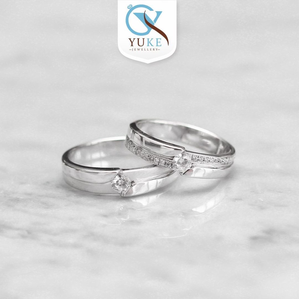 Yuke Jewelry - Cincin Kawin/Couple Bahan Emas - Perak - Palladium - Platinum with Zircon Stone