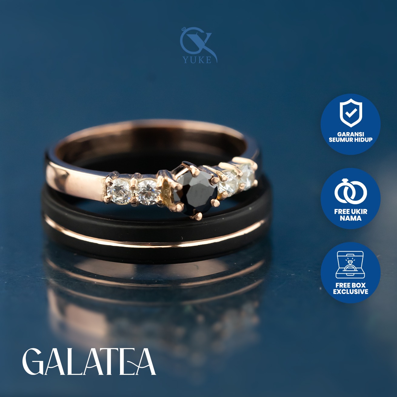 Yuke Jewelry - Cincin Kawin/Couple Bahan Emas - Perak - Palladium - Platinum Model GALATEA Series