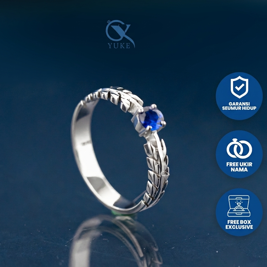 Yuke Jewelry - Cincin Single Wanita Bahan Emas - Perak - Palladium - Platinum Model HYUNA Series