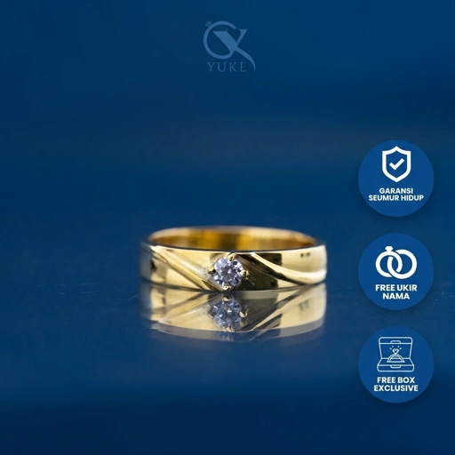 Image of Yuke Jewelry - Cincin Single Wanita Bahan Emas - Perak - Palladium - Platinum Model ALYA Series