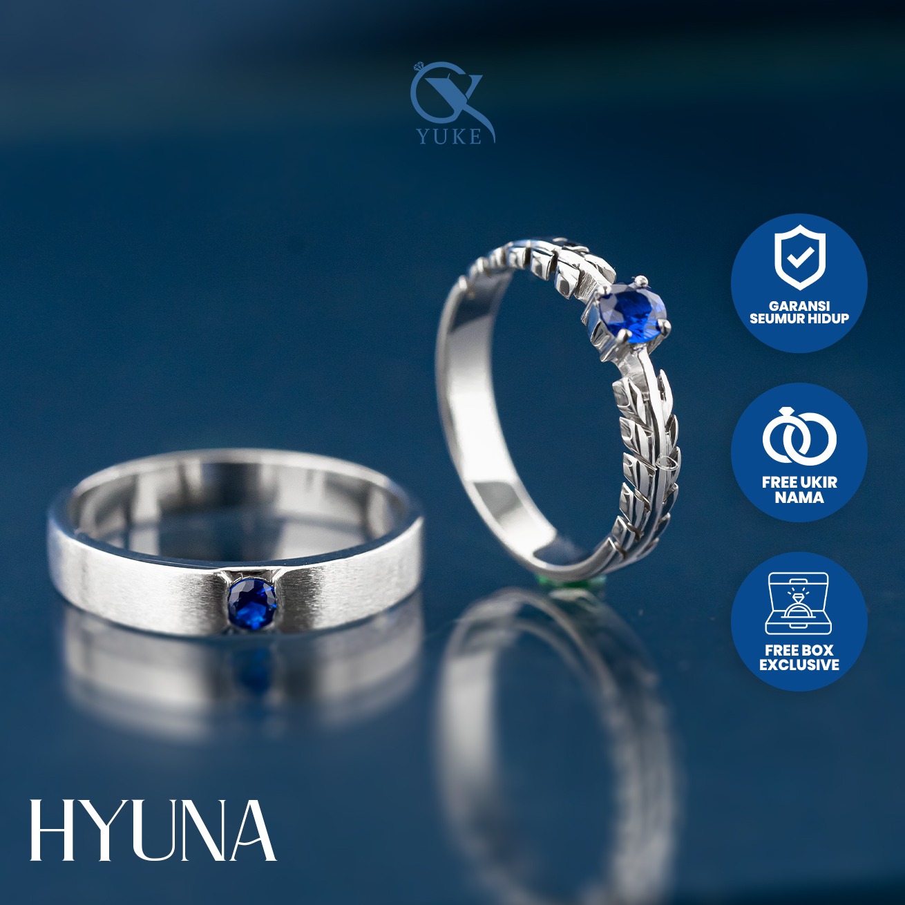Yuke Jewelry - Cincin Kawin/Couple Bahan Emas - Perak - Palladium - Platinum Model HYUNA Series