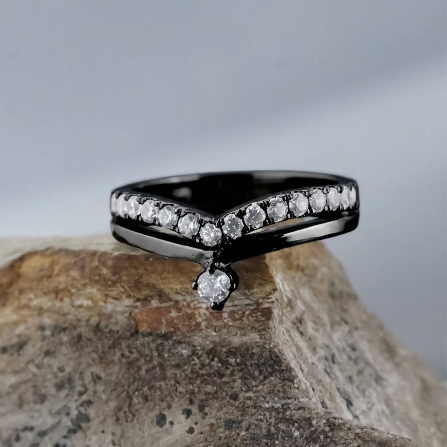 Yuke Jewelry - Cincin Kawin/Couple Bahan Emas - Perak - Palladium - Platinum Model Black LUCELLY Series