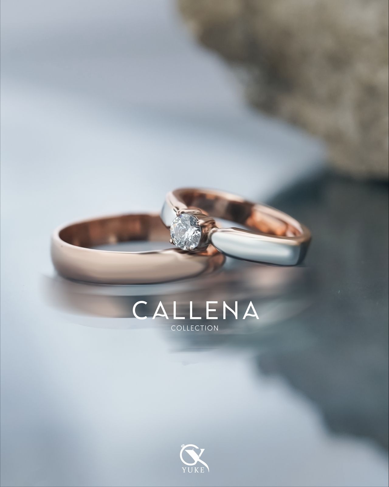 Yuke Jewelry - Cincin Kawin/Couple Bahan Emas - Perak - Palladium - Platinum Model CALLENA Series