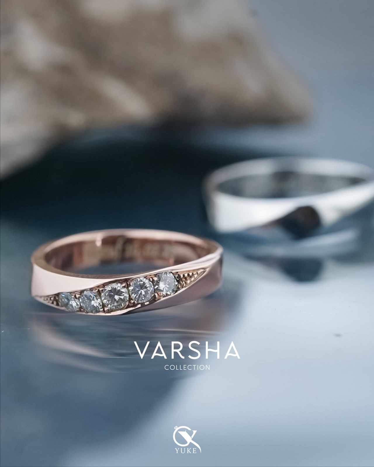Yuke Jewelry - Cincin Kawin/Couple Bahan Emas - Perak - Palladium - Platinum Model VARSHA Series