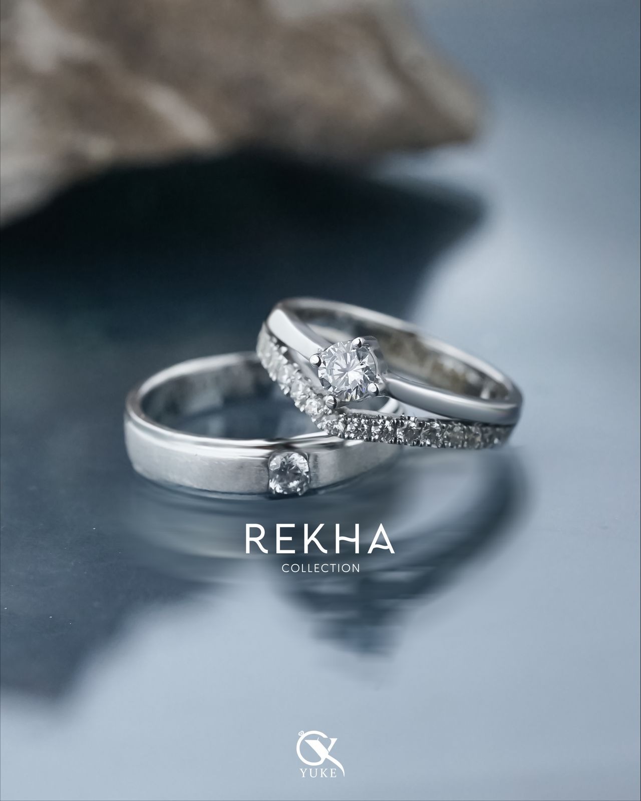 Yuke Jewelry - Cincin Kawin/Couple Bahan Emas - Perak - Palladium - Platinum Model REKHA Series