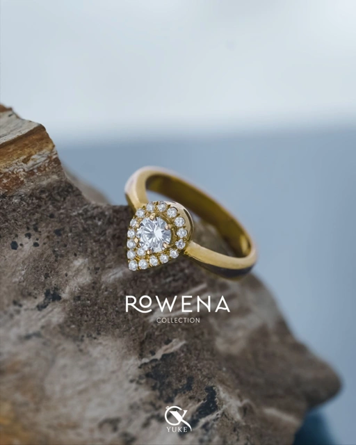 Image of Yuke Jewelry - Cincin Single Wanita Bahan Emas - Perak - Palladium - Platinum Model ROWENA Series