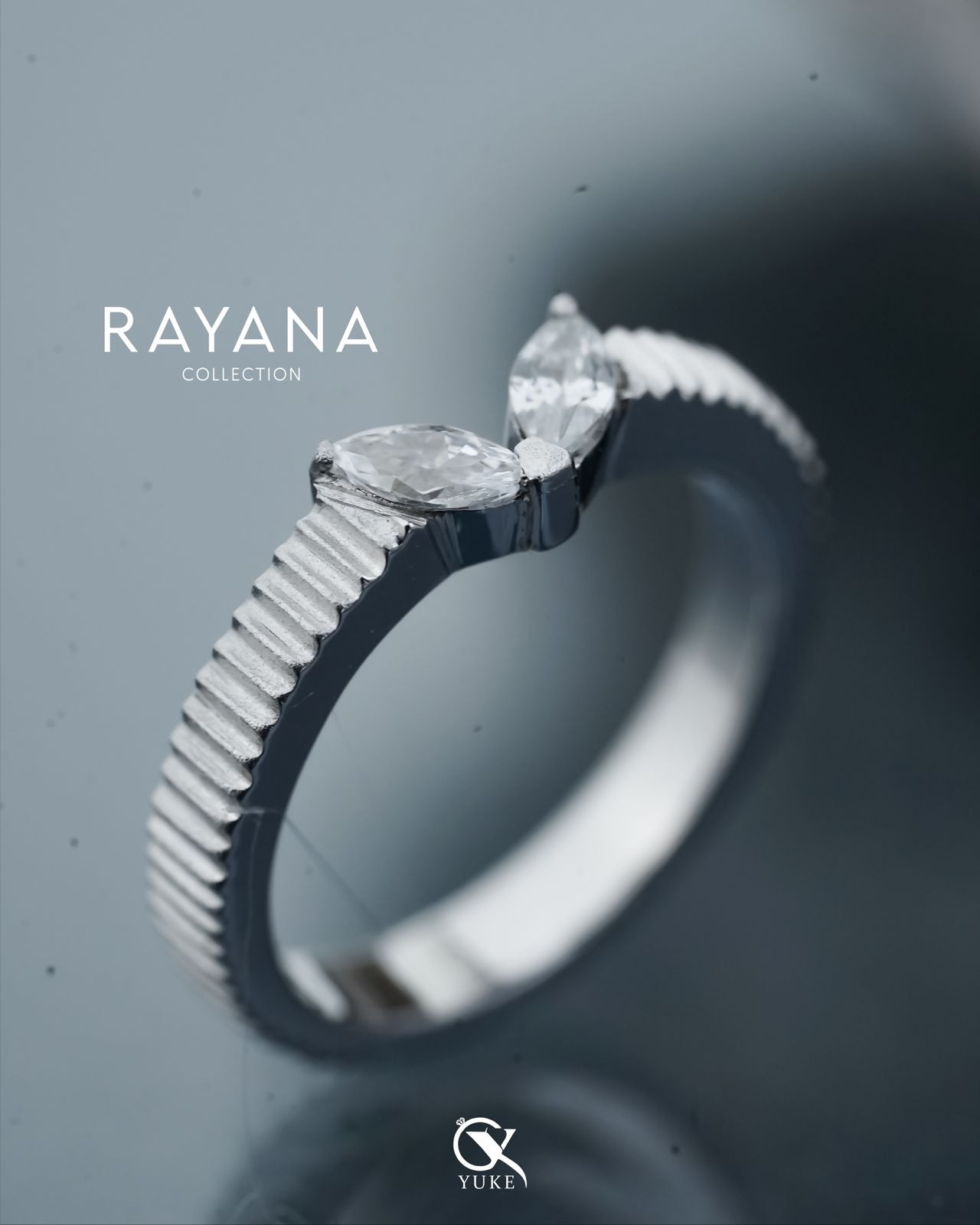 Yuke Jewelry - Cincin Single Wanita Bahan Emas - Perak - Palladium - Platinum Model RAYANA Series