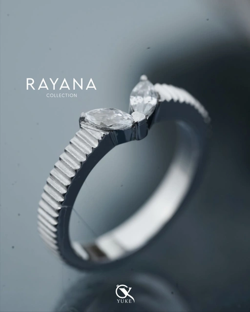 Image of Yuke Jewelry - Cincin Single Wanita Bahan Emas - Perak - Palladium - Platinum Model RAYANA  Series