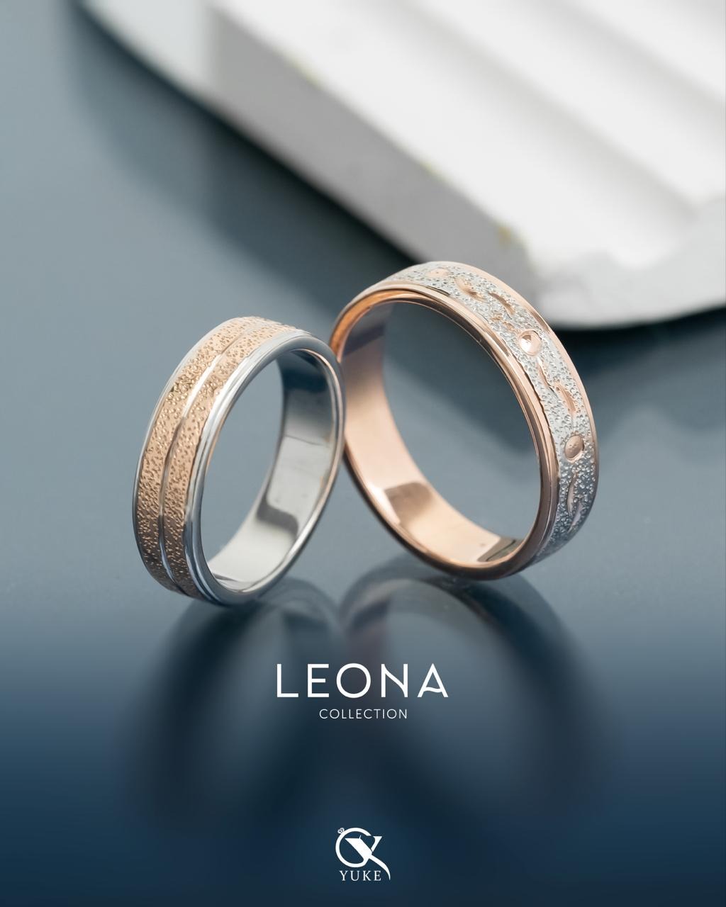 Yuke Jewelry - Cincin Kawin/Couple Bahan Emas - Perak - Palladium - Platinum Model LEONA Series