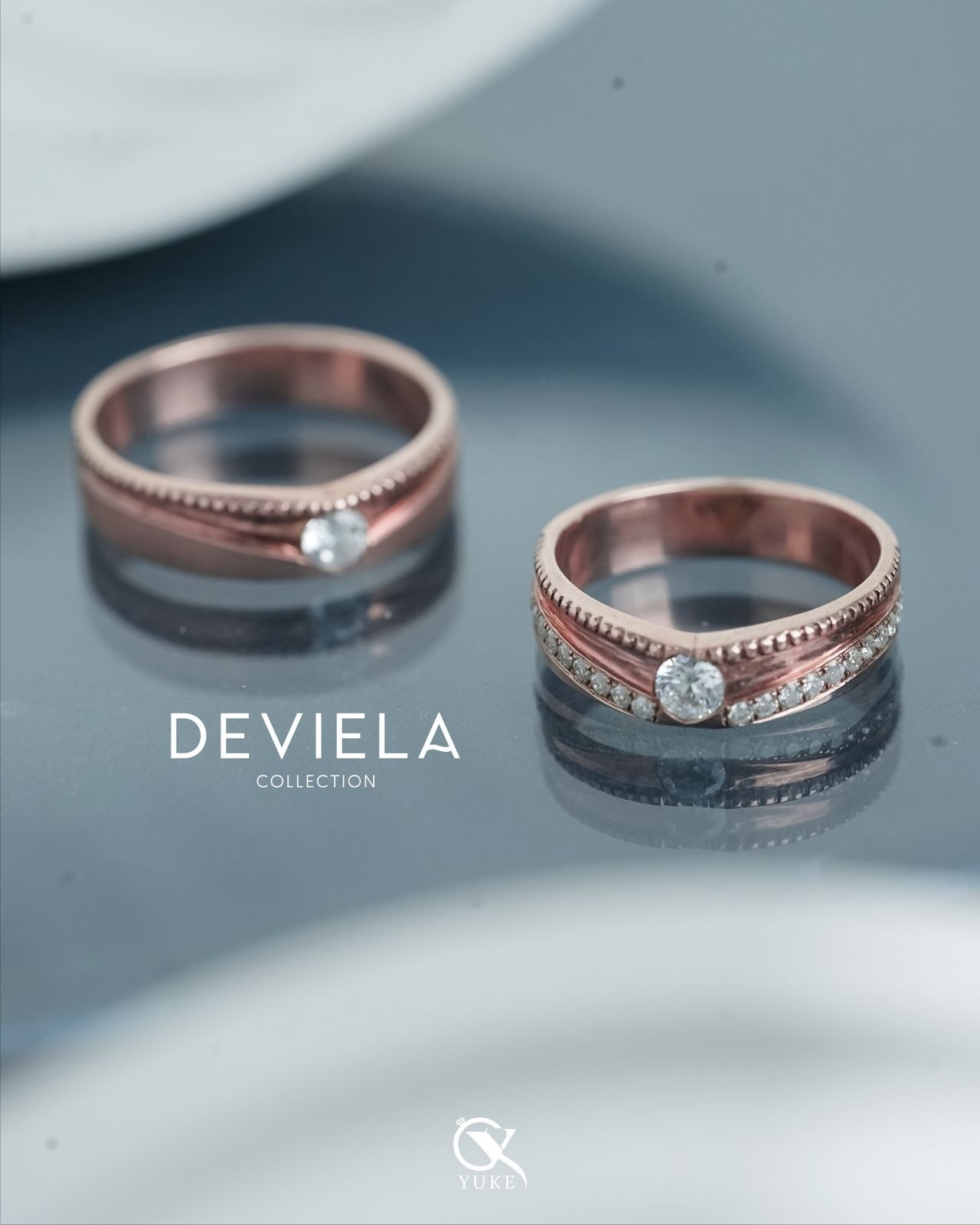 Yuke Jewelry - Cincin Kawin/Couple Bahan Emas - Perak - Palladium - Platinum Model DEVIELA Series