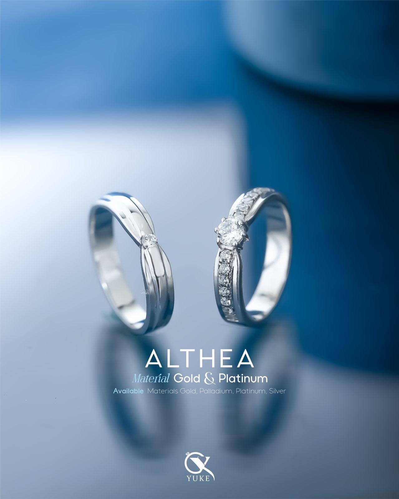 Yuke Jewelry - Cincin Kawin/Couple Bahan Emas - Perak - Palladium - Platinum Model ALTHEA Series