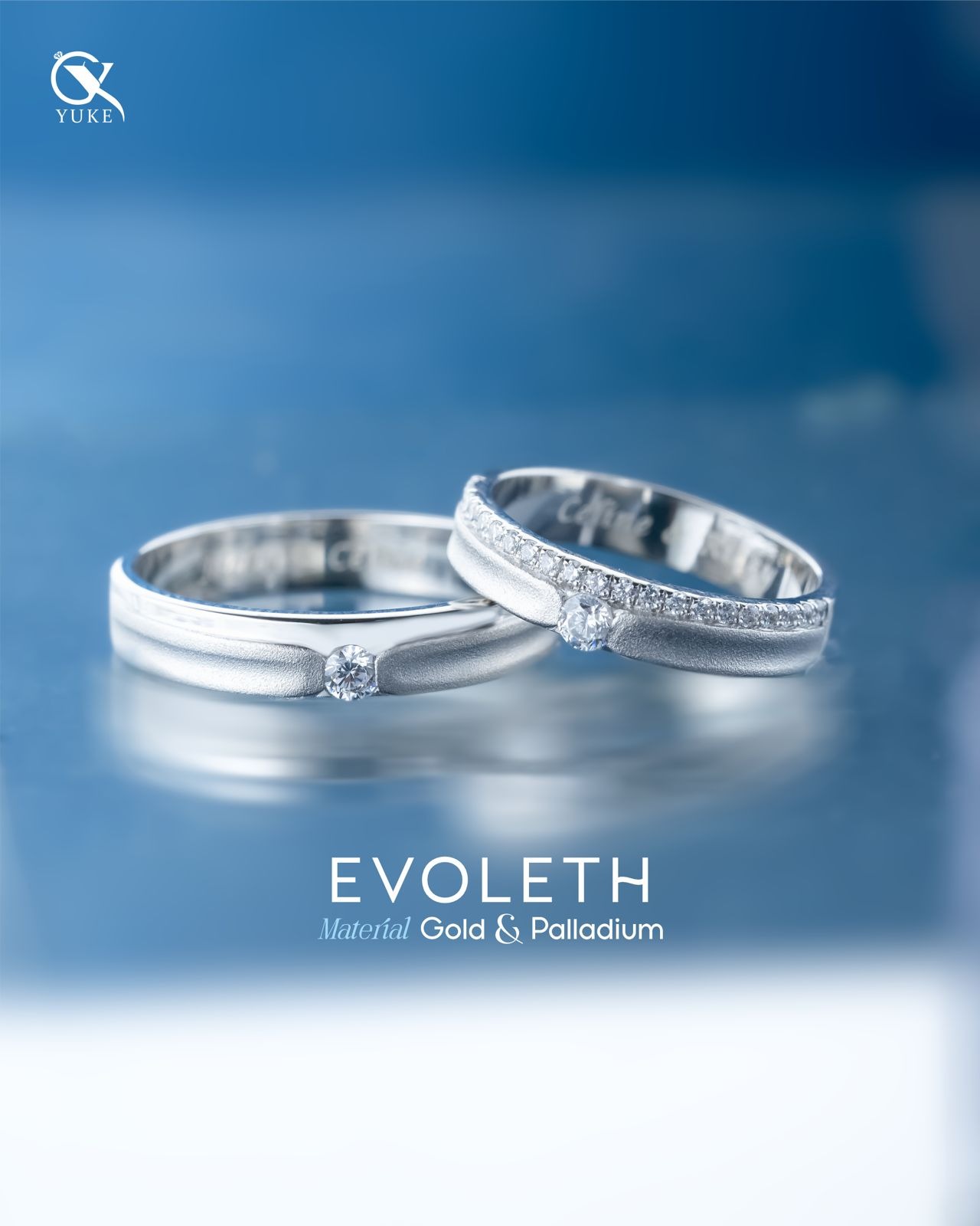 Yuke Jewelry - Cincin Kawin/Couple Bahan Emas - Perak - Palladium - Platinum Model EVOLETH Series