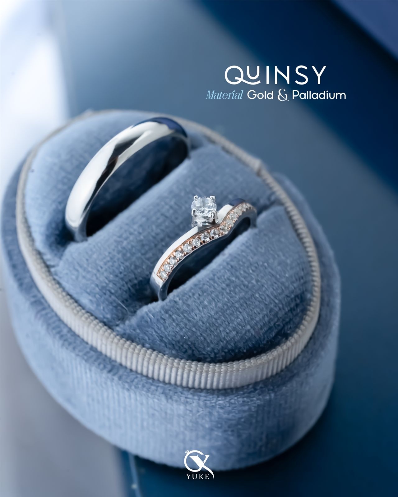 Yuke Jewelry - Cincin Kawin/Couple Bahan Emas - Perak - Palladium - Platinum Model QUINSY Series