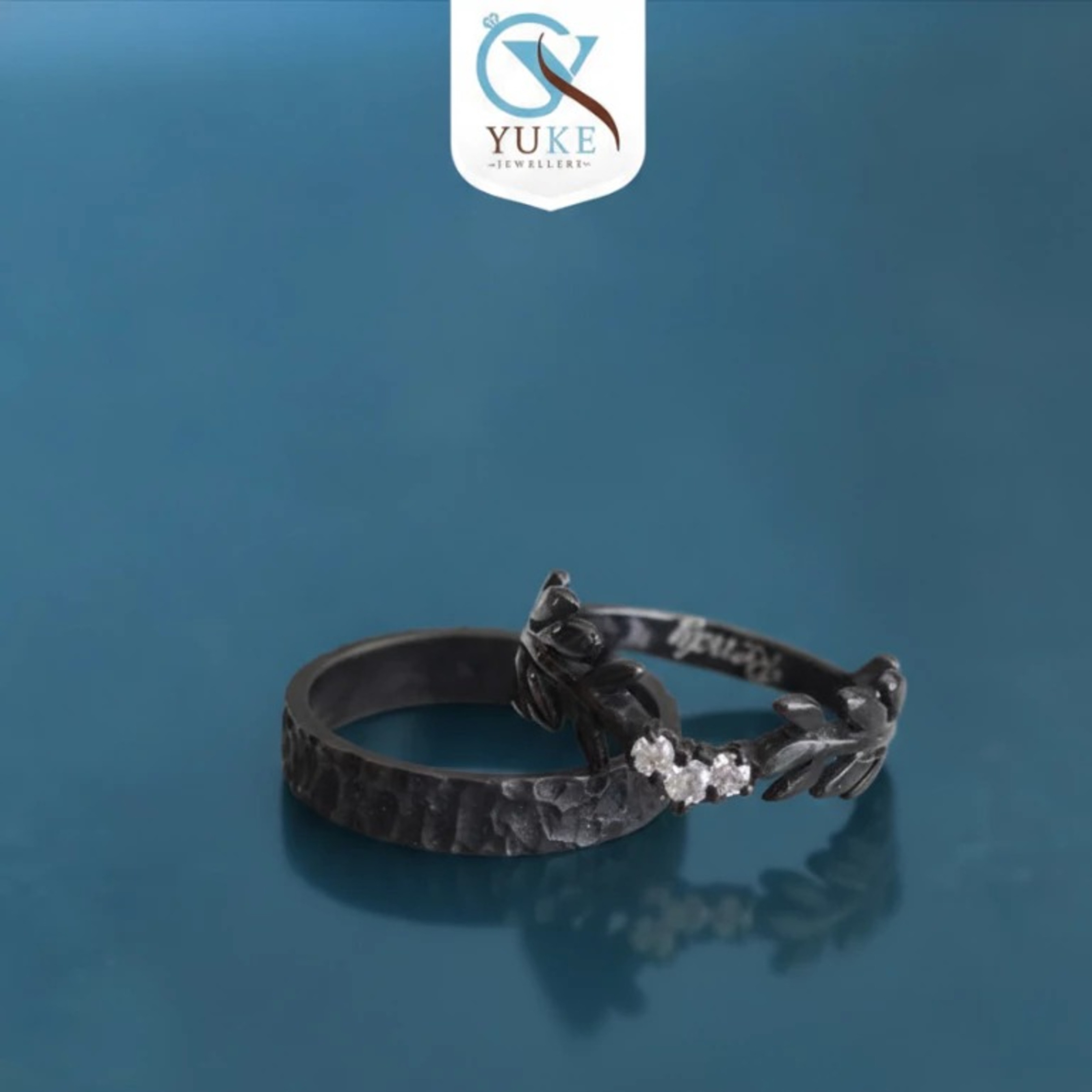 Yuke Jewelry - Cincin Kawin/Couple Bahan Emas - Perak - Palladium - Platinum Model DAUN Series