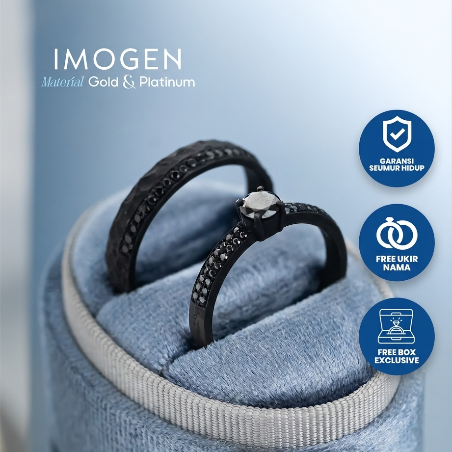 Yuke Jewelry - Cincin Kawin/Couple Bahan Emas - Perak - Palladium - Platinum Model IMOGEN Series
