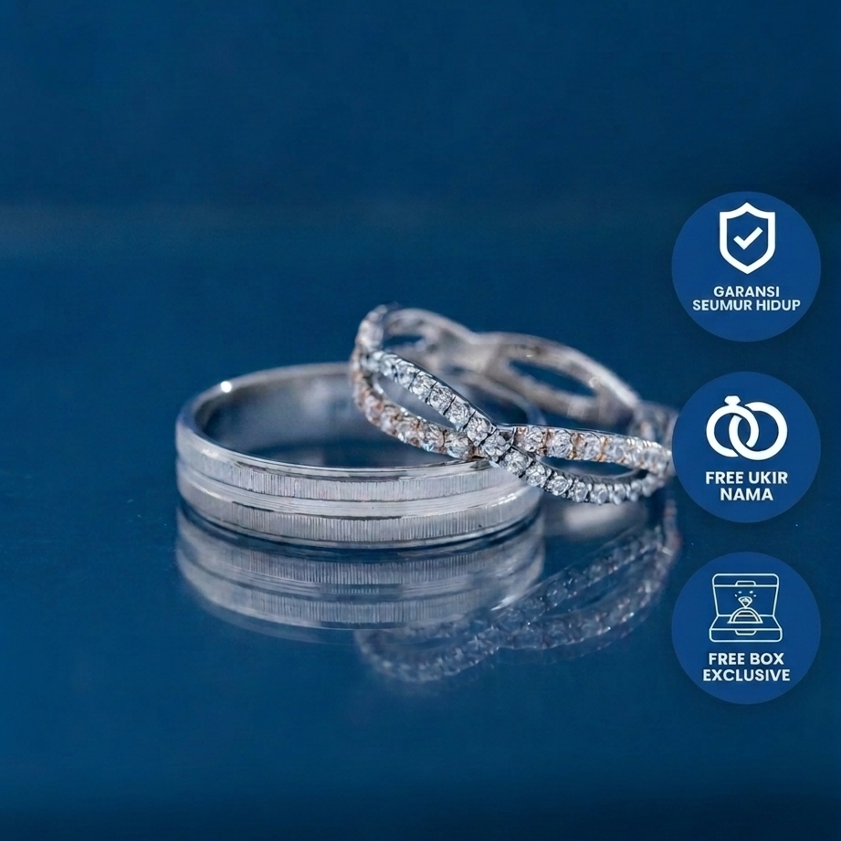 Yuke Jewelry - Cincin Kawin/Couple Bahan Emas - Perak - Palladium - Platinum Model AMANTA Series