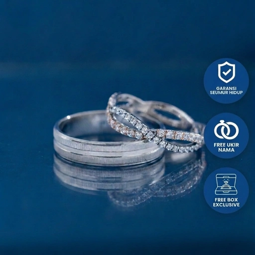 Yuke Jewelry - Cincin Kawin/Couple Bahan Emas - Perak - Palladium - Platinum Model AMANTA Series