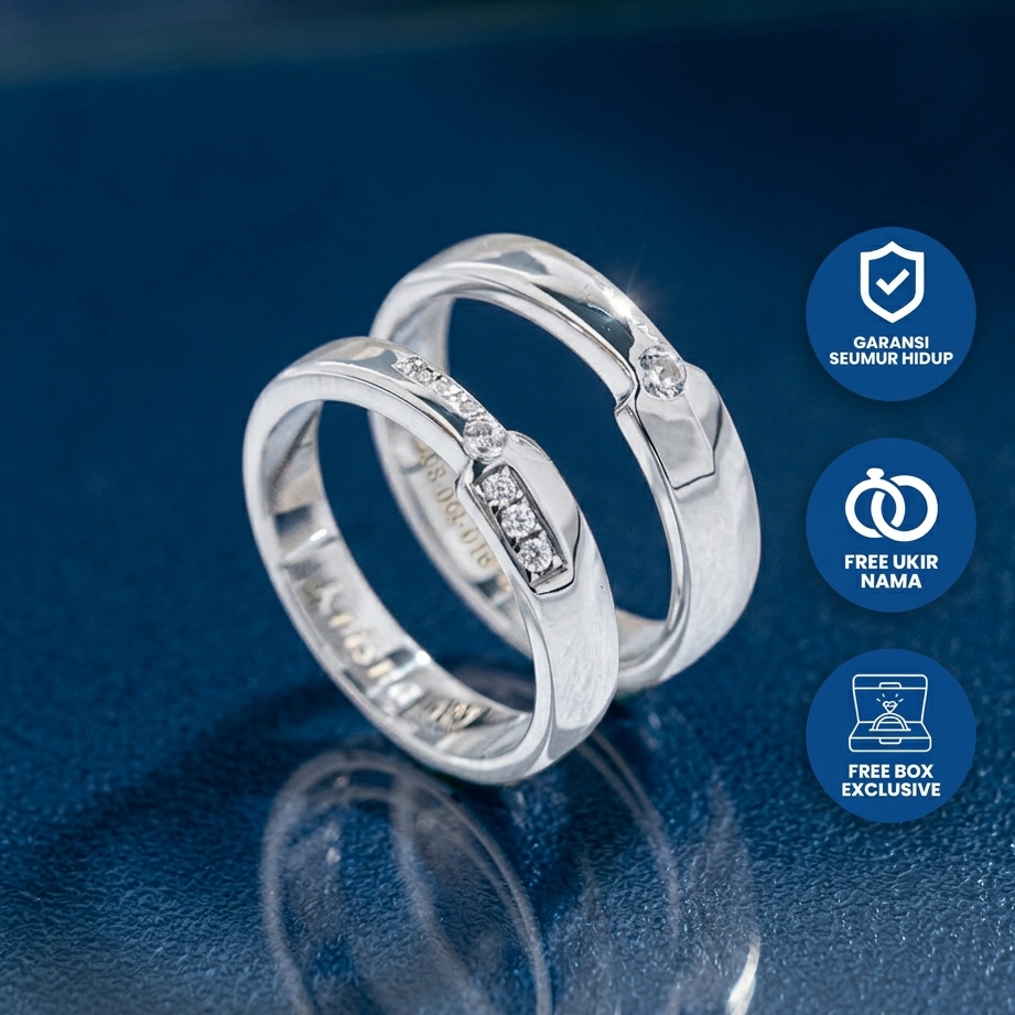 Yuke Jewelry - Cincin Kawin/Couple Bahan Emas - Perak - Palladium - Platinum Model LOFI Series