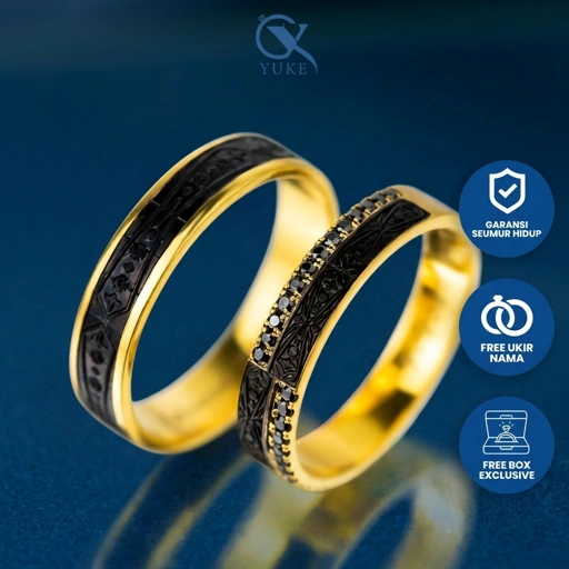 Yuke Jewelry - Cincin Kawin/Couple Bahan Emas - Perak - Palladium - Platinum Model HEERA Series