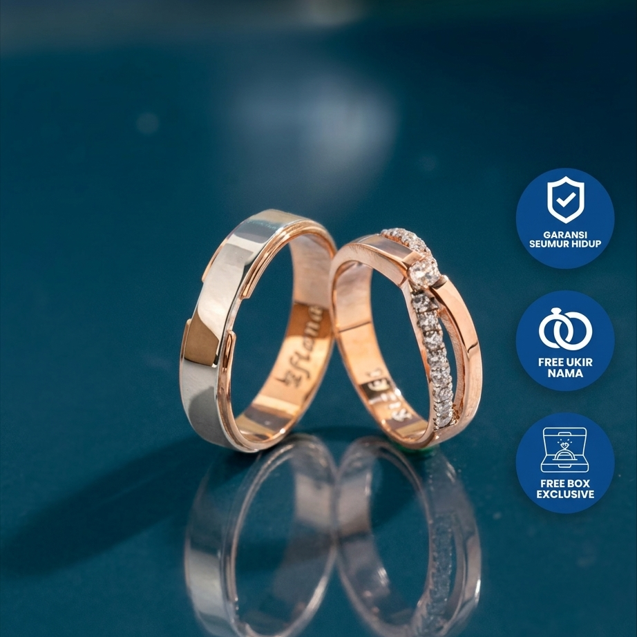 Yuke Jewelry - Cincin Kawin/Couple Bahan Emas - Perak - Palladium - Platinum Model SELENE Series