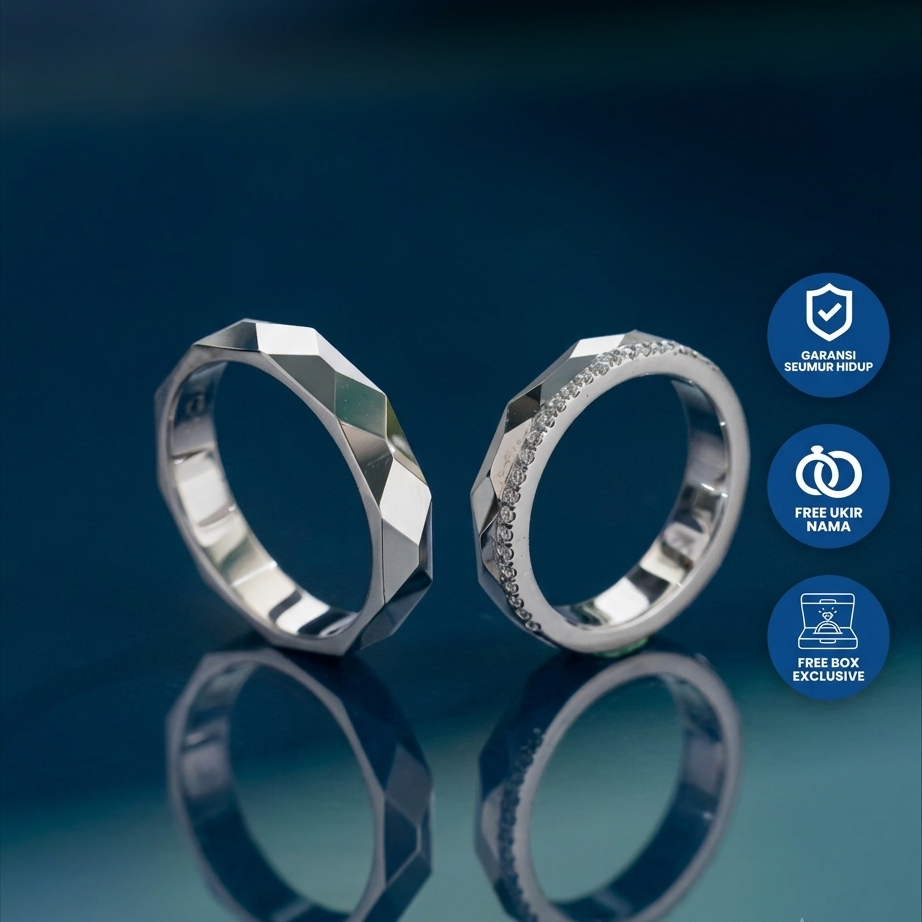Yuke Jewelry - Cincin Kawin/Couple Bahan Emas - Perak - Palladium - Platinum Model KAIA Series