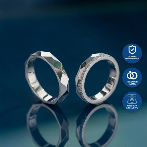 Yuke Jewelry - Cincin Kawin/Couple Bahan Emas - Perak - Palladium - Platinum Model KAIA Series