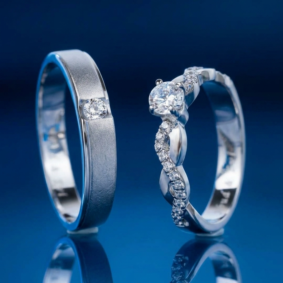Yuke Jewelry - Cincin Kawin/Couple Bahan Emas - Perak - Palladium - Platinum Model ZUMI Series