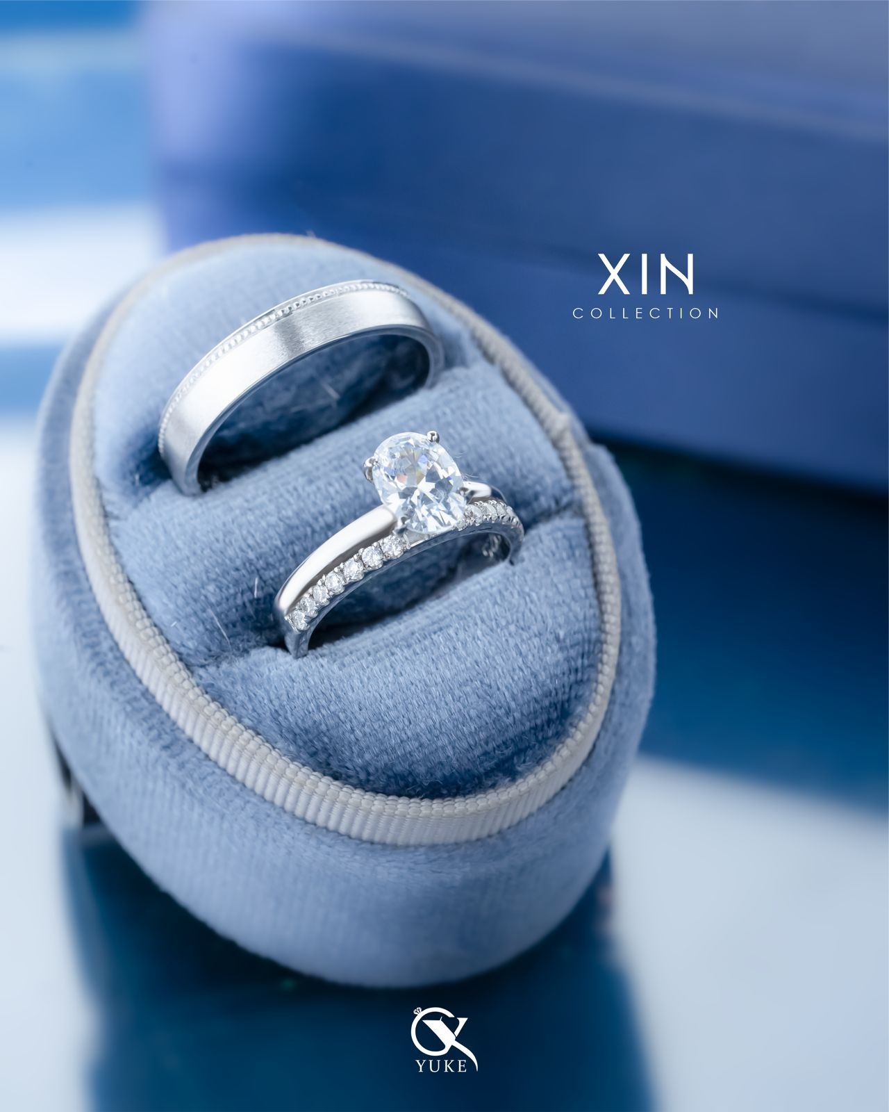 Yuke Jewelry - Cincin Kawin/Couple Bahan Emas - Perak - Palladium - Platinum Model XIN Series