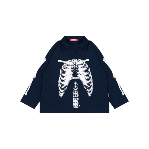 Image of WAFFLE POLO SKULL NAVY