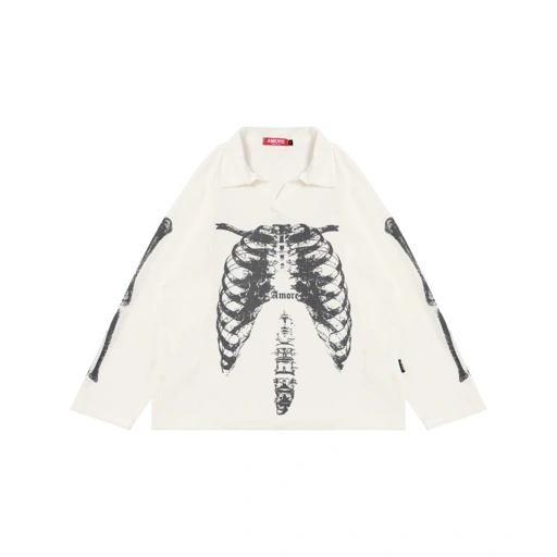 Image of WAFFLE POLO SKULL BROKEN WHITE