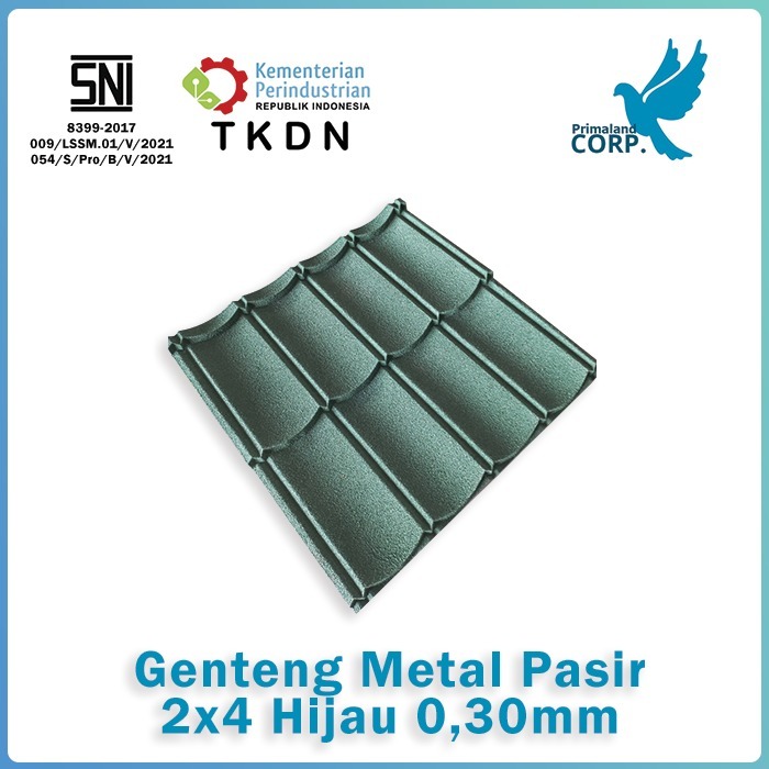 GENTENG METAL PASIR 2X4 HIJAU 0,30 MM (PREMIUM)