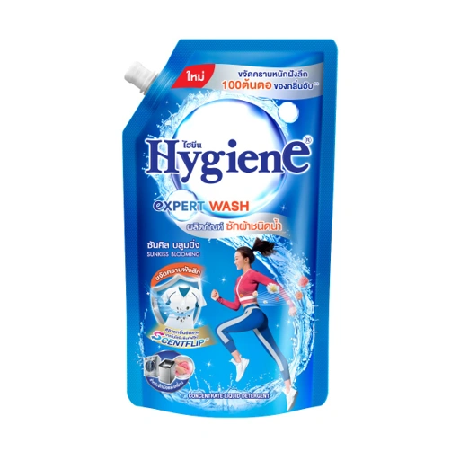 Image of ซักผ้า ไฮยีน เอ็กซ์เพิร์ท วอช กลิ่นซันคิส บลูมมิ่ง สีฟ้า 600 มล.