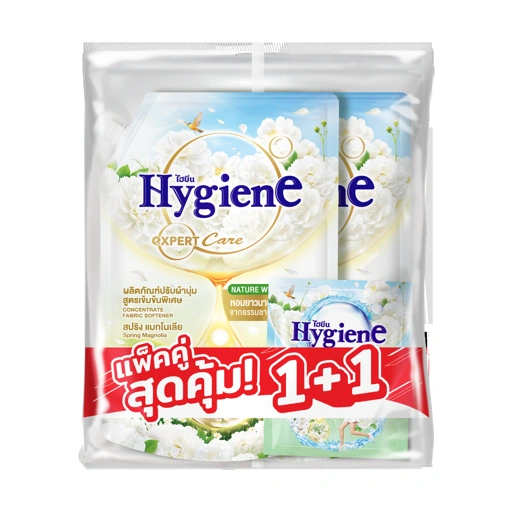 Image of [แพ็คคู่สุดคุ้ม แถมซักผ้า 35 มล. 2 ถุง] ปรับผ้านุ่ม สูตรเข้มข้นพิเศษ ไฮยีน เอ็กซ์เพิร์ท แคร์ เนเจอร์ บูสเตอร์ สปริง แมกโนเลีย ขาว 1000 มล.