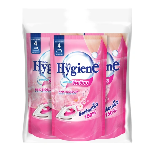 Image of รีดผ้าเรียบ ไฮยีน พิ้งค์ บลอสซั่ม สีชมพู 500 มล. แพ็ก 3