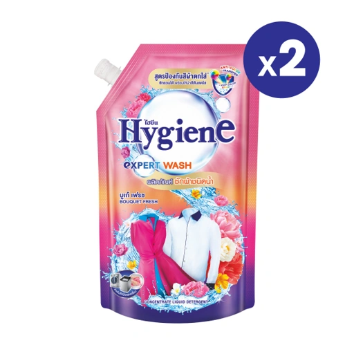 Image of [2 ถุง] ซักผ้า ไฮยีน เอ็กซ์เพิร์ท วอช สูตรป้องกันสีผ้าตกใส่ กลิ่นบูเก้ เฟรช 520 มล.