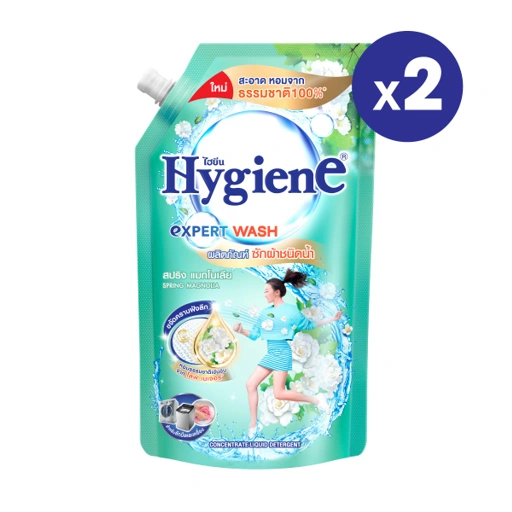 Image of [2 ถุง] ซักผ้า ไฮยีน เอ็กซ์เพิร์ท วอช กลิ่นสปริง แมกโนเลีย สีเขียว 600 มล.