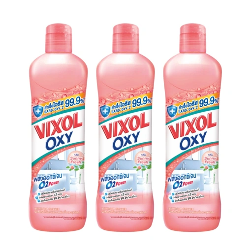 Image of [3 ขวด] วิกซอล ออกซี่ ทำความสะอาดห้องน้ำ กลิ่นซันนี่ เฟรช ขนาด 700 มล. สีพีช