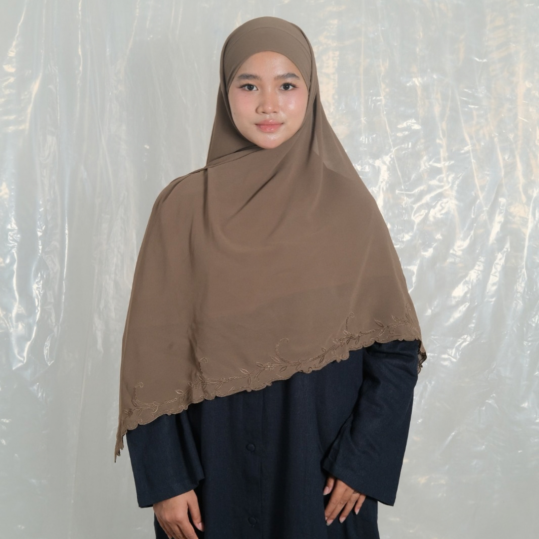Ghaniea Heritage-Khimar SULAM Sulthan Bandana Sulam Soft Cotton Arabian Texture dan Flowy Arabian Texture