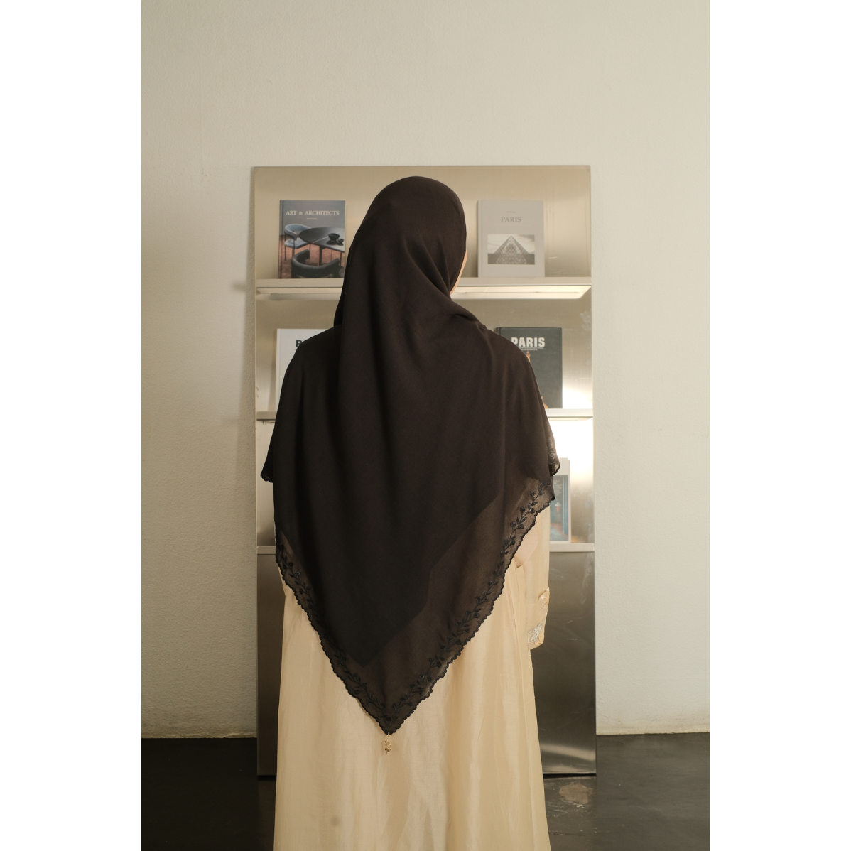 Ghaniea-French Square Khimar/Khimar SULAM HAYATI Bandana Sulam Flowy Chiffon Arabian