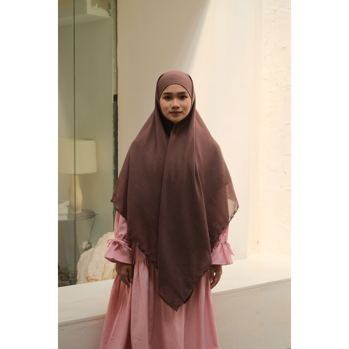 French Sqaure Khimar/Khimar Bandana SULAM AINUN Soft Cotton Texture