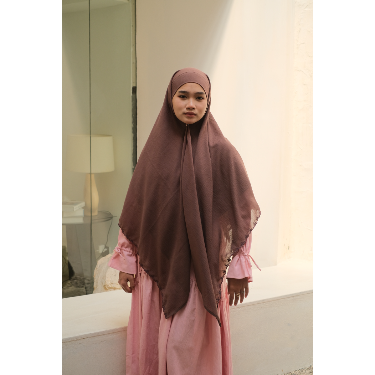 French Sqaure Khimar/Khimar Bandana SULAM AINUN Soft Cotton Texture