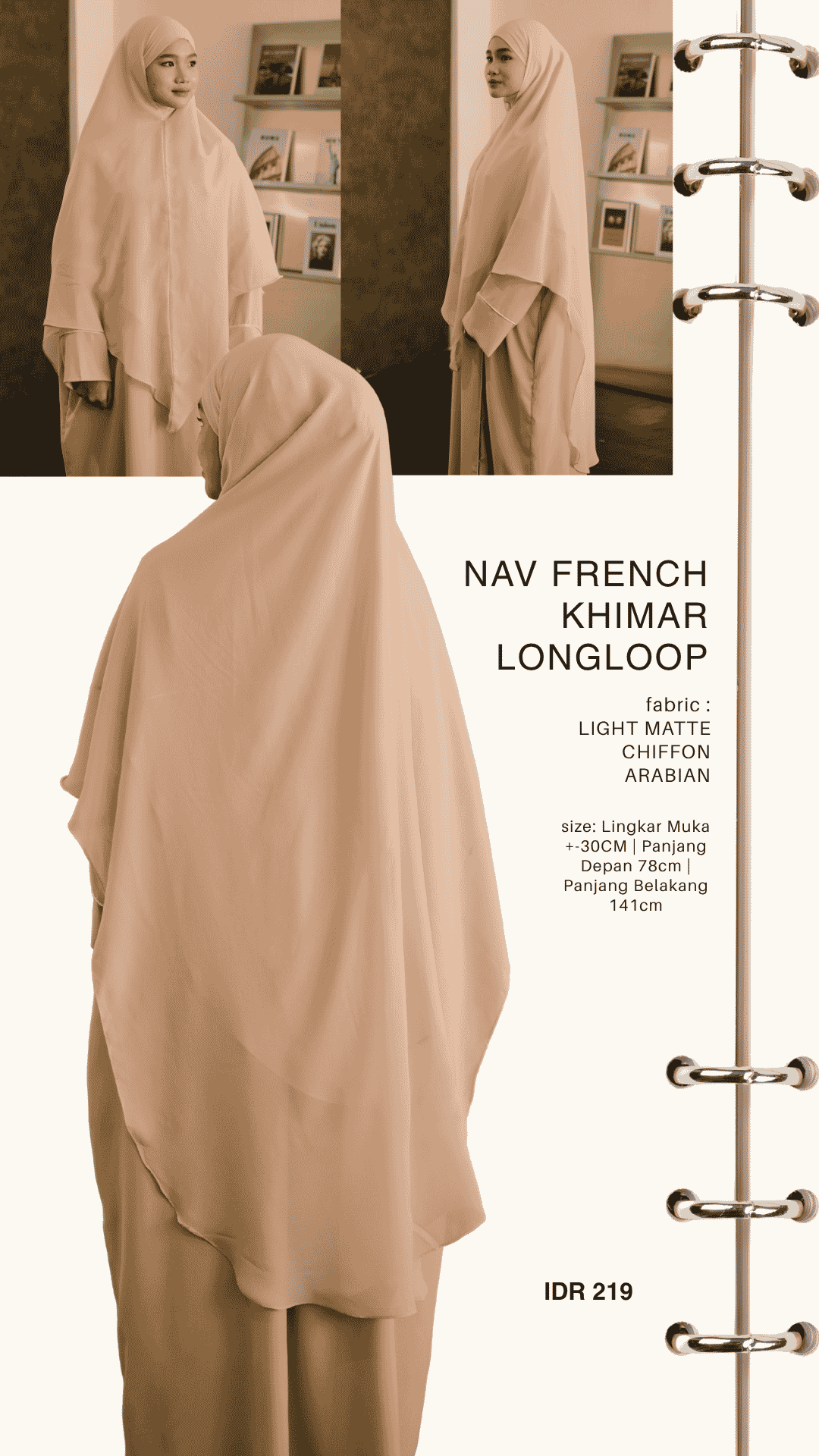 Nav French Khimar / French Khimar Long Loop Chiffon Matte Arabian