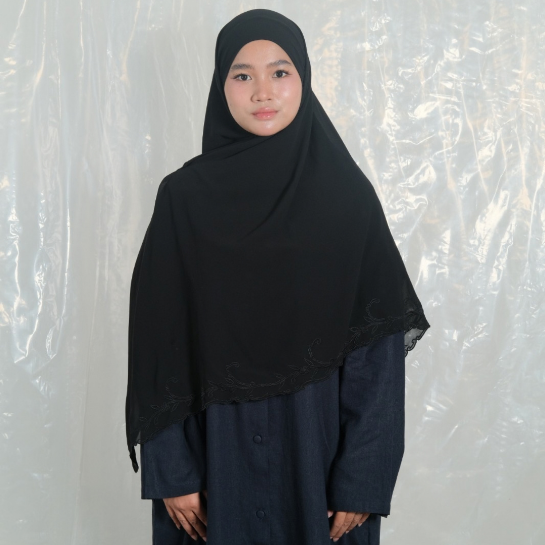 Ghaniea Heritage-Khimar SULAM Sulthan Bandana Sulam Soft Cotton Arabian Texture dan Flowy Arabian Texture
