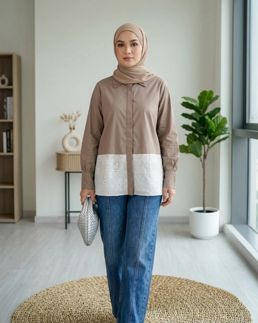 SARALACE KENNY SHIRT PECAN