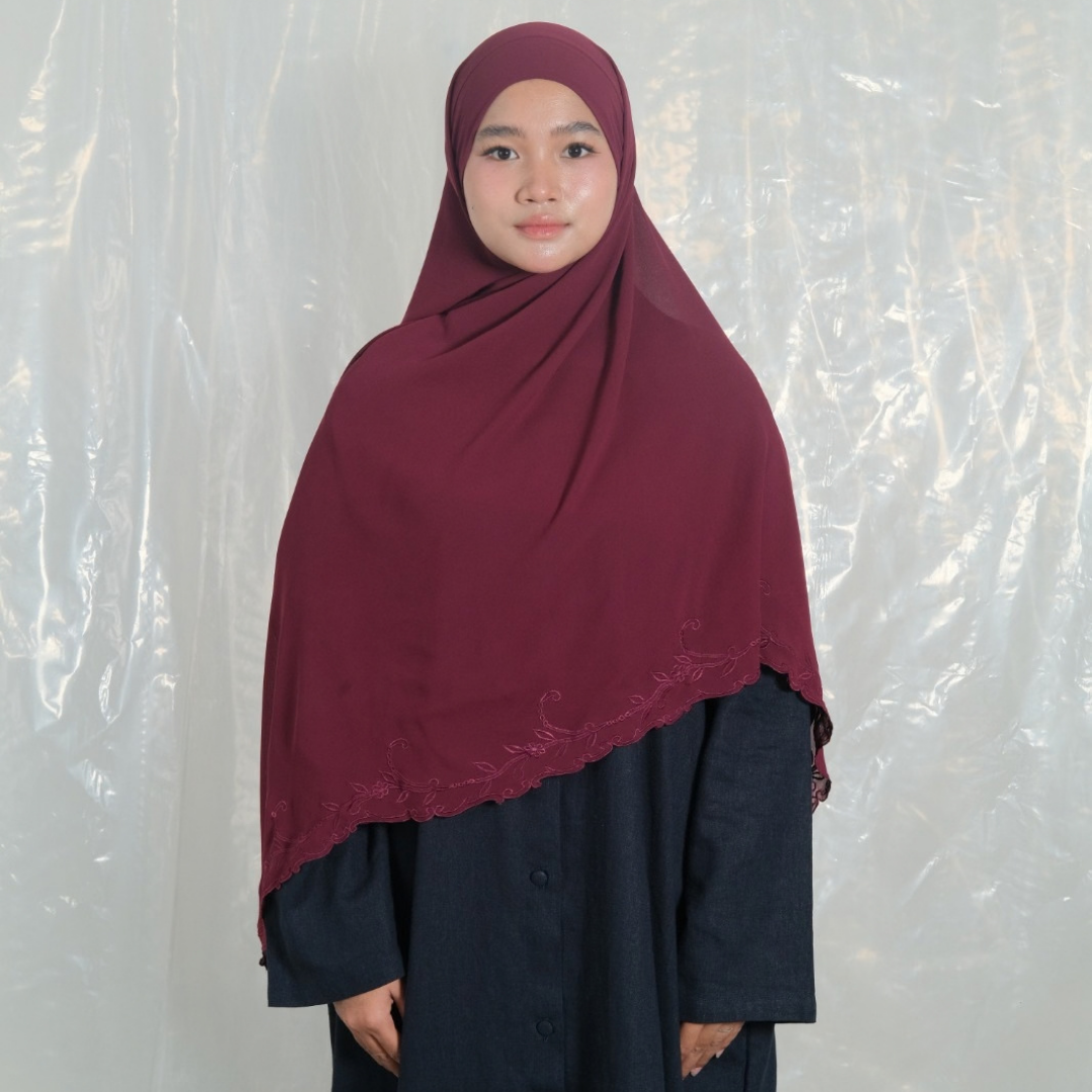 Ghaniea Heritage-Khimar SULAM Sulthan Bandana Sulam Soft Cotton Arabian Texture dan Flowy Arabian Texture